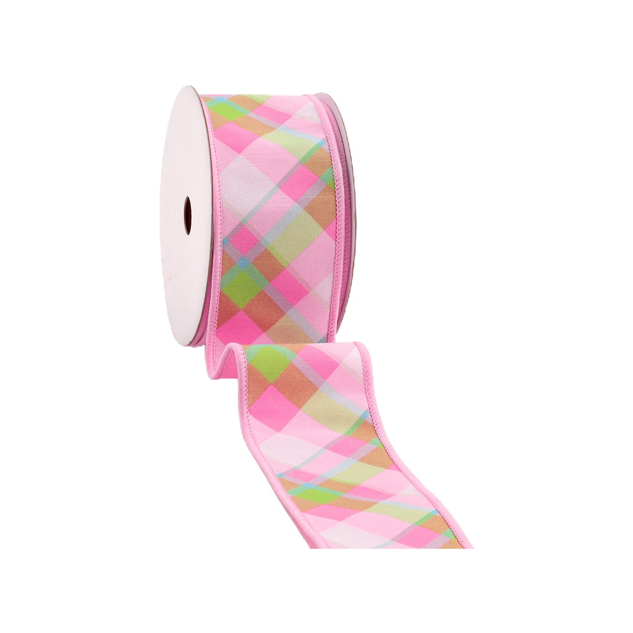 LaRibbons 2 1/2" - 4" Wired Dupioni Ribbon | Bias Plaid w/ Taffeta Fused Back | 10 Yard Roll